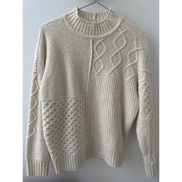 American Eagle Cream Mixed Knit Pattern Sweater S - Picture 1 of 4